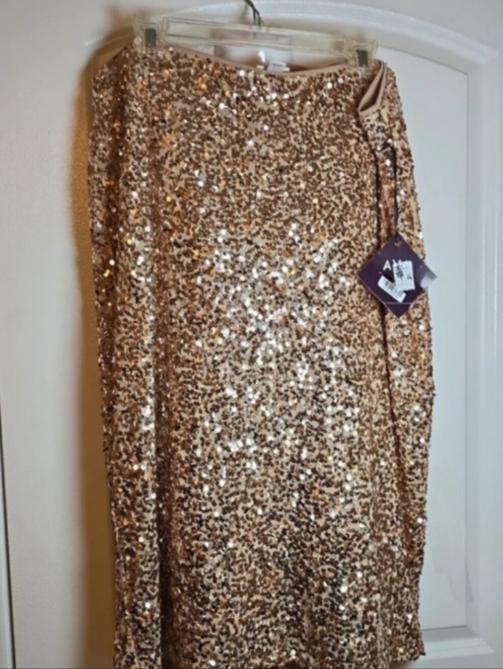 Ava & Viv Gold Sequin Midi Pencil Skirt